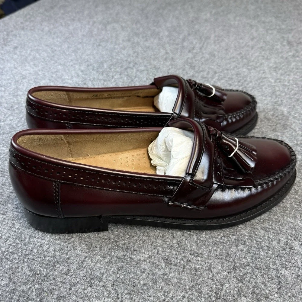 GH Bass & Co Weejuns Men's Jeremy Tassel Loafers Burgundy Leather 8.5 2E